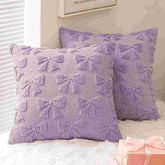 Decorative Coquette Bow Pillow Covers Light Purple 18x18-inch
